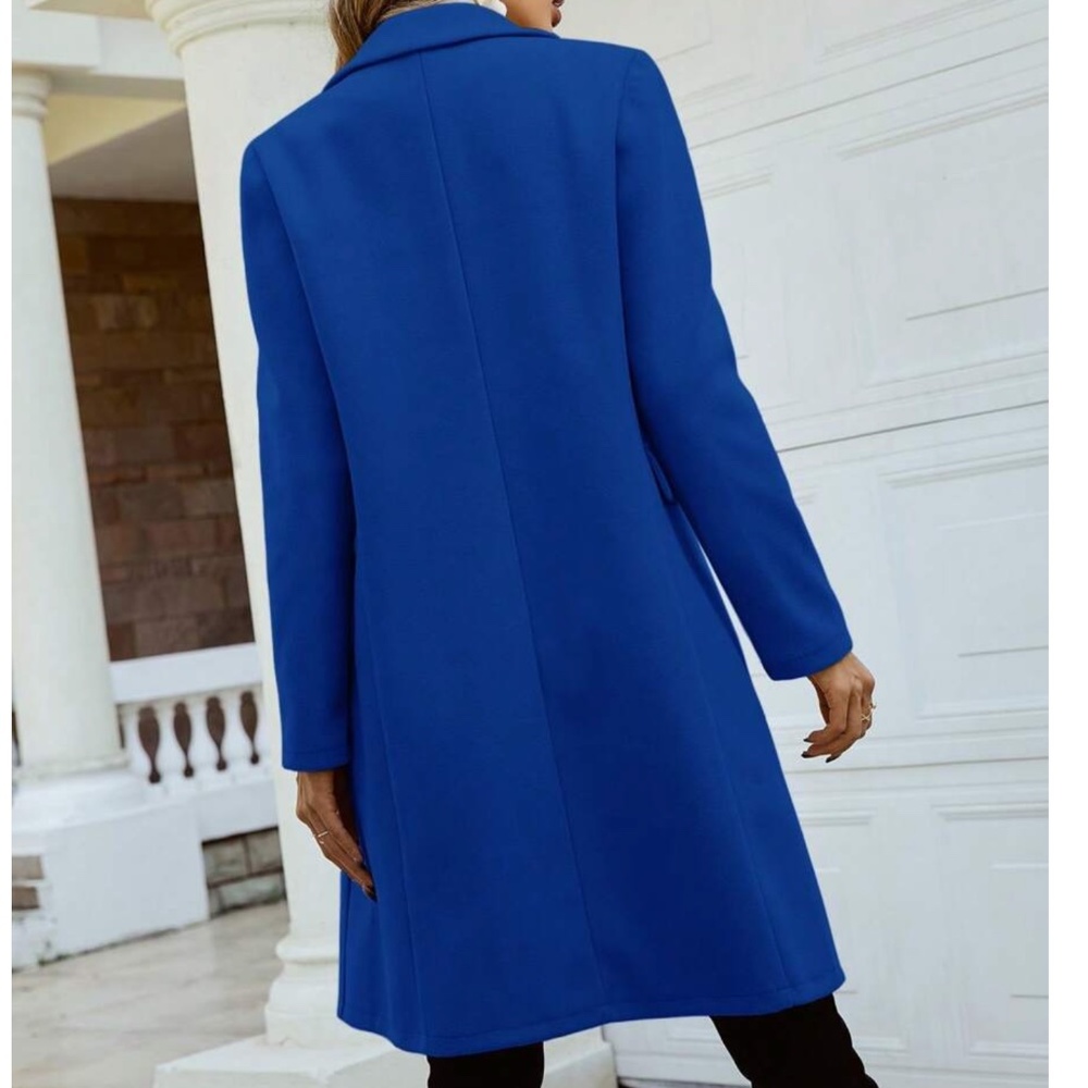Classic Button Double Breasted Trench Coat Jacket - Picture 3 of 12